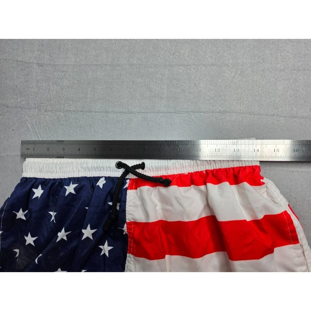 Rowdy Gentleman Swim Trunks Men's XL Multicolor Striped American Flag Mesh Lined